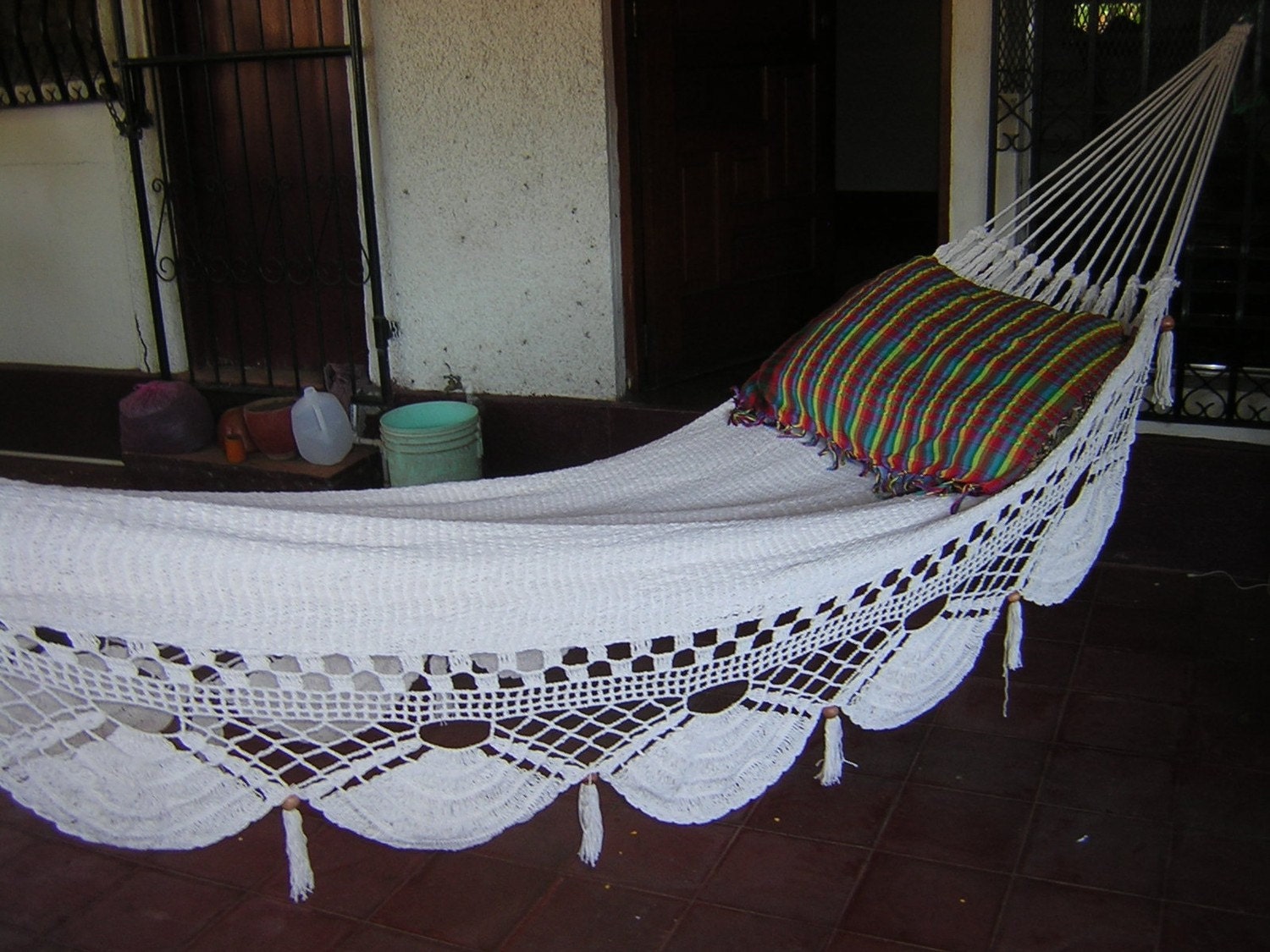 White Double Hammock hand-woven Natural Cotton