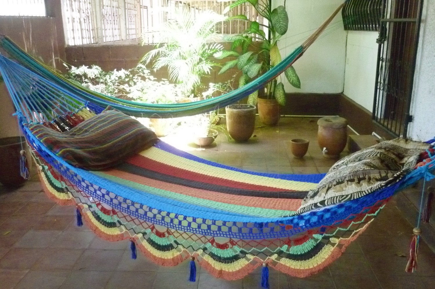 Multi Color Single Hammock hand-woven Natural Cotton Special Fringe