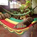 Rastafari Colors Two, Double Hammock hand-woven Natural Cotton Simple Fringe
