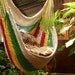 Multicolor Sitting Hammock, Hanging Chair Natural Cotton and Wood