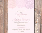 Pink Peony Printable Baby Shower Invitation