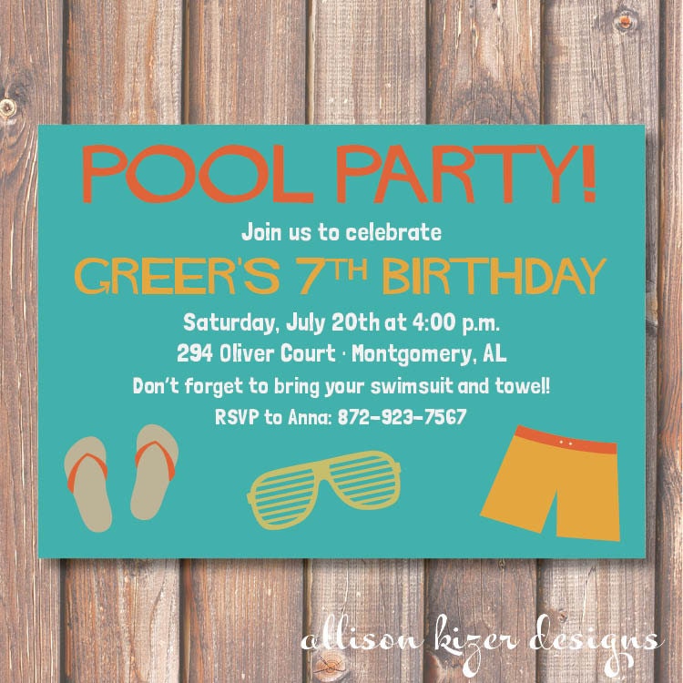 Hip Pool Party Printable Invitation