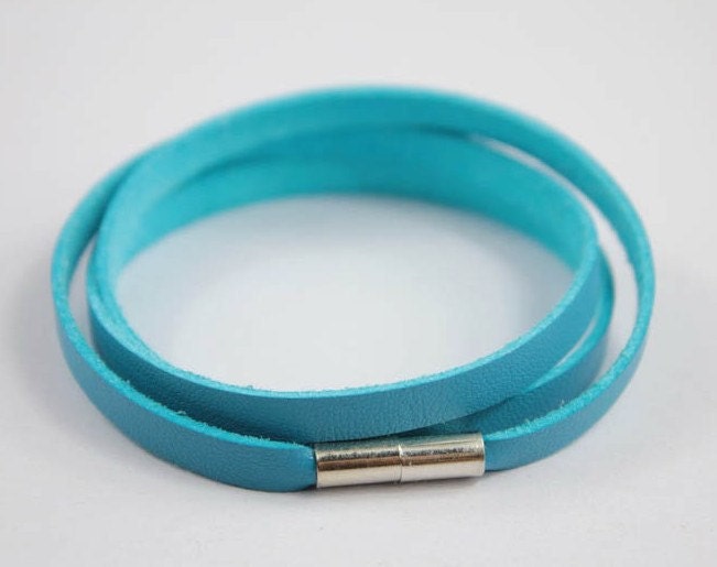 turquoise leather wrap magnetic bracelet t68