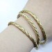 Gold braid leather bracelet with silver magnetic clasp z466