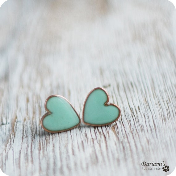 Earring Studs - Mint Hearts