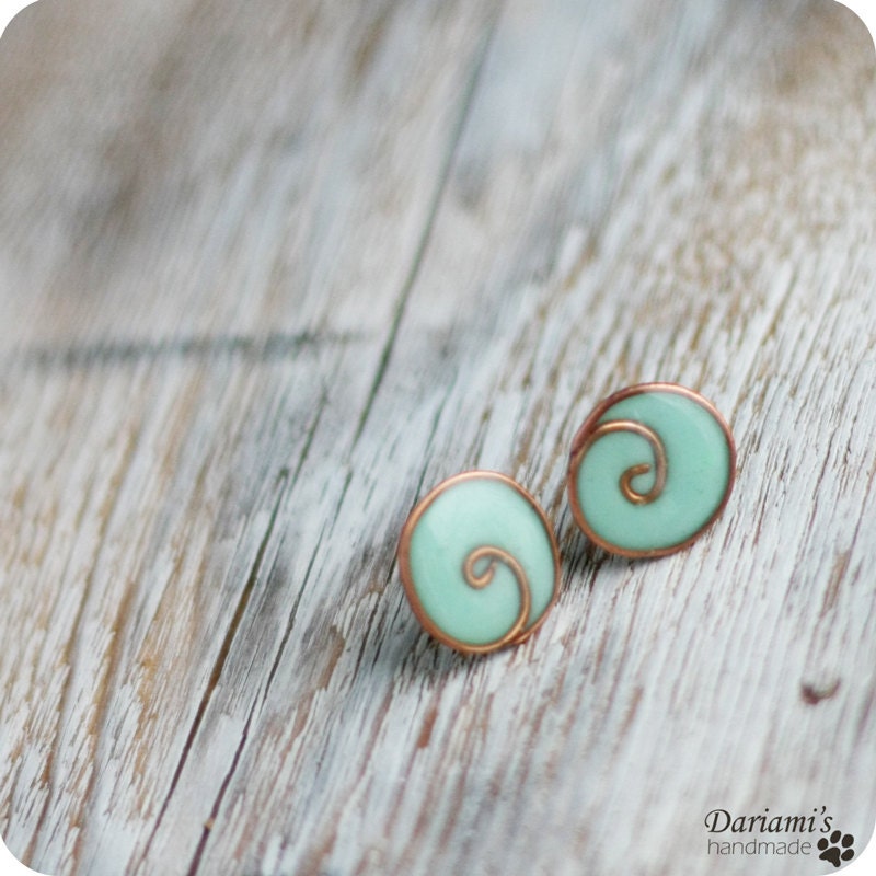 Post earrings - Mint blue-made to order