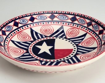 Pasta Bowl Americana - 9" Hand Painted Serving and Personal Bowl Dinnerware