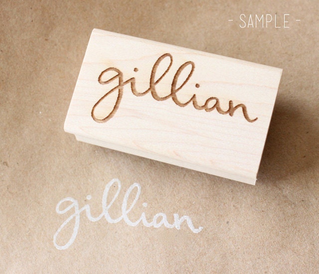 custom / personalized name wooden rubber stamp