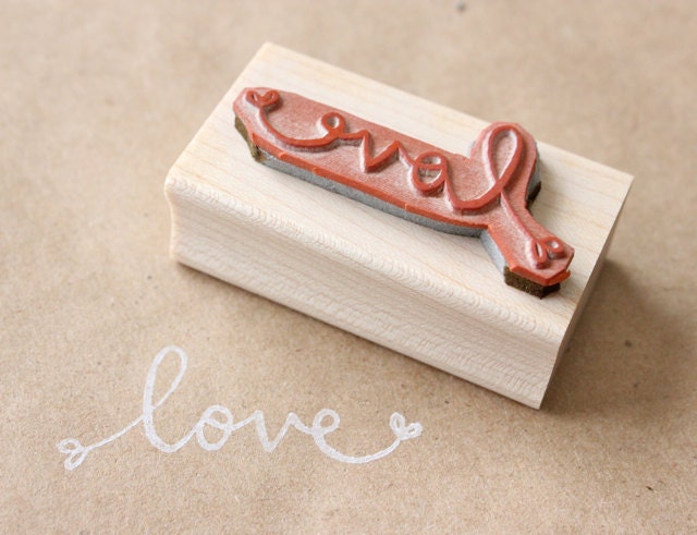 love wooden rubber stamp - valentines day