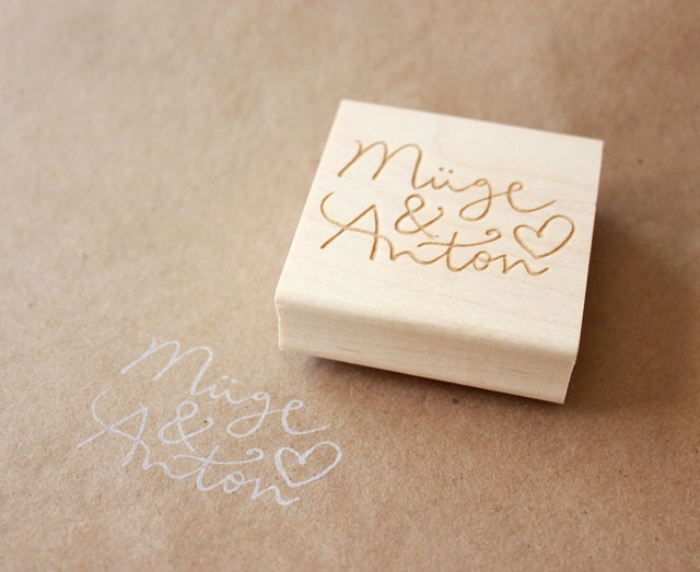 reserved for kelsey - custom / personalized couple wedding wooden rubber stamp