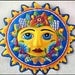Hand Painted Metal 34" Sun Wall Hanging - Upcycled - Recycled Haitian Steel Drum Garden Art - M-100-BL-34
