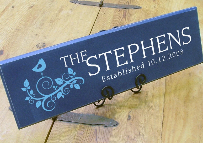 Custom Family Name Sign Plaque Personalized Wood: The Sparrow