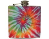 Tie Dye Liquor Flask Hippie Retro Colorful Peace Love Flower Child Bridesmaid Gift Stainless Steel 6 oz Liquor Hip Flask LC-1075
