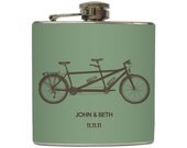 Personalized Tandem Bike Vintage Bicycle Flask Cycling Bike Wedding Anniversary Gift Stainless Steel 6 oz Liquor Hip Flask LC-1110