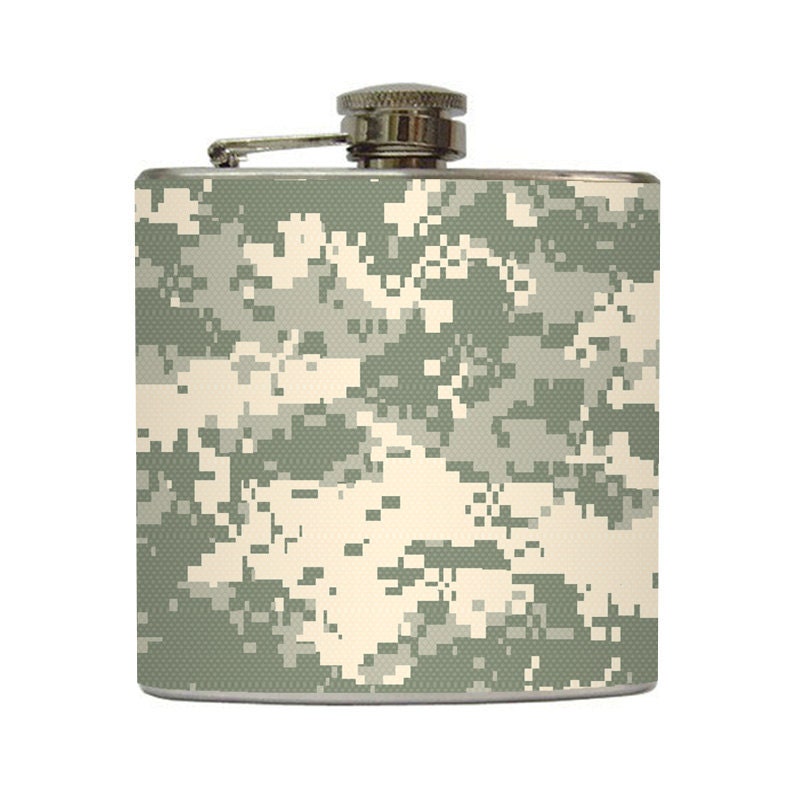Military ACU Camo Whiskey Flask Army Combat Uniform Camouflage Guys Groomsmen Gift Stainless Steel 6 oz Liquor Hip Flask LC-1224