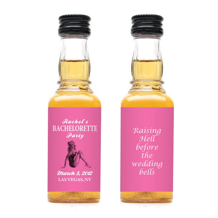 25 Custom Color Jack Daniels Whiskey Mini Bottle Labels Bachelorette Party Bridesmaids Gifts Pinup Girl Raising Hell Before Wedding Bells