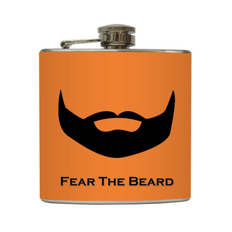Fear the Beard Flask Black Beard Guys Orange Baseball San Francisco Groomsmen Gifts Stainless Steel 6 oz Liquor Hip Flask LC-1213
