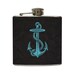 Retro Nautical Anchor Whiskey Flask Black Faux Leather Groomsmen Birthday Gift Stainless Steel 6 oz Liquor Hip Flask LC-1235
