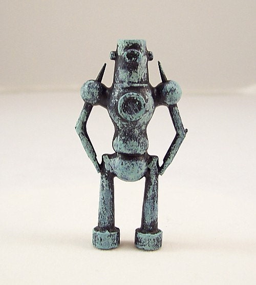 Ancient Cyclops Guardian Robot Wood Pendant Ornament Science Fiction Dangle