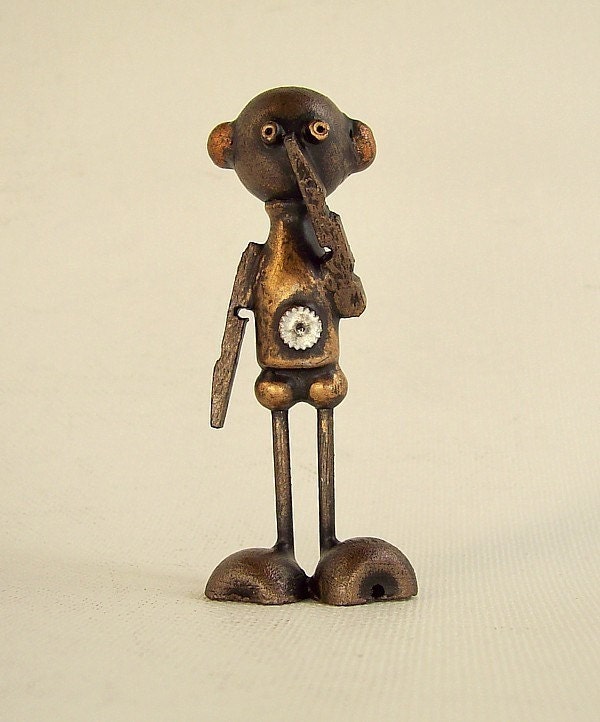 Milo the Shooshing Secret Telling Robot Wood Statue Detailed Figure