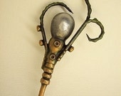 Steampunk Buttonhole Boutonniere or Corsage WOOD Pin Alien Pearl