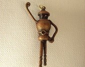 Red Woman Robot Arm Raised Wood Pendant Ornament Science Fiction Dangle