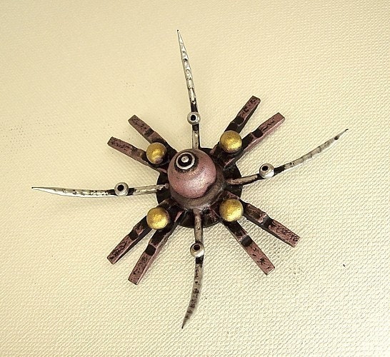Death Blossom Machine Flower and Steampunk Buttonhole Boutonniere Corsage Wood Pin