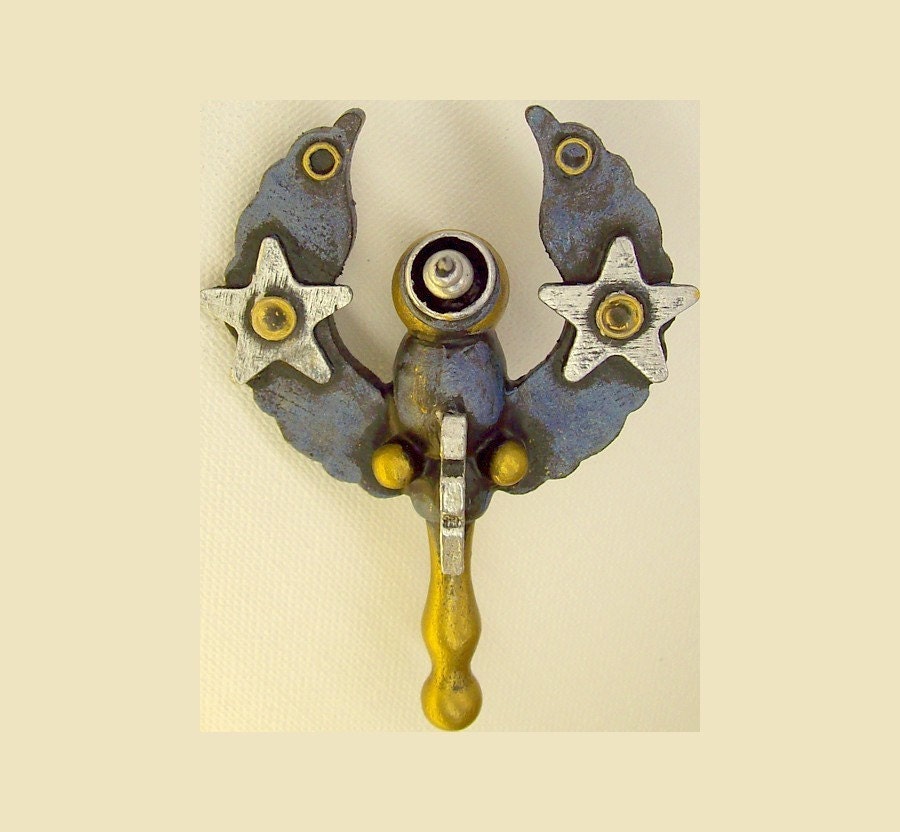 Star Marshall Winged Insignia Steampunk Rank Buttonhole Boutonniere Corsage Wood Pin