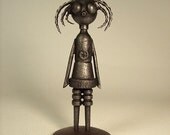 Claudia the Goth Chick Robot Wood Pendant Dangle Comes with FREE Base Stand