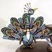 Colorful Peacock Wedding Cake Topper Wood Birds Graceful Feathers SUPER Detailed