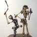 Robot Wedding Cake Topper Ninja CIA Agent Wood Miniature Sculpture