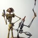 Robot Wedding Cake Topper Ninja CIA Agent Wood Miniature Sculpture
