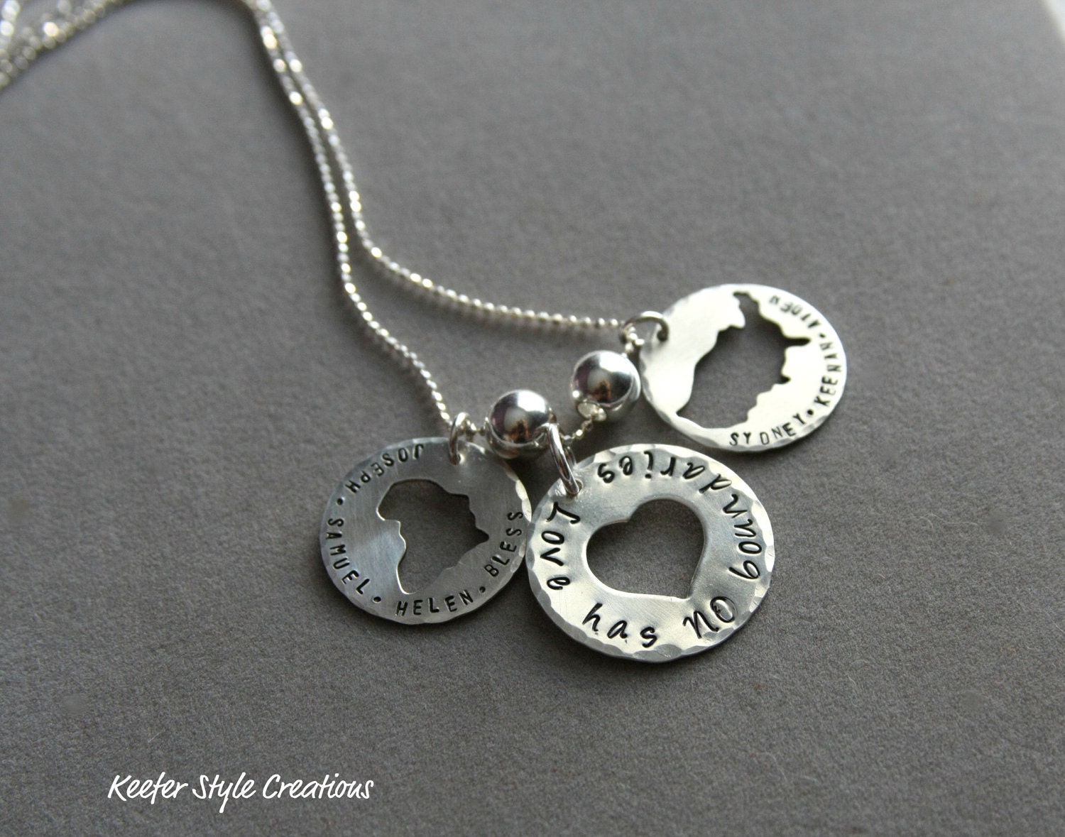Hand Stamped Adoption necklace with africa/United states