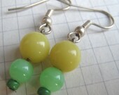 Butter Yellow and Mint Green Dangly Silver Earrings