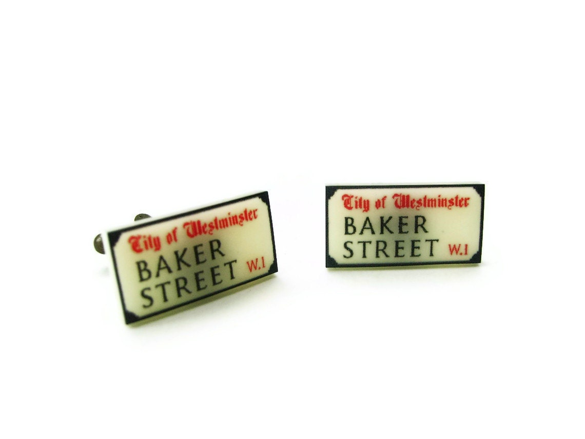 London Street Sign Cuff Links British Sherlock Holmes Vintage Styled - BAKER STREET - Limited Ed - Men Gift Etsy Uk - Last Pair