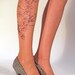 Tattoo Tights- Sakura bloom / Moulin Rouge / full length / stockings / nylons NUDE