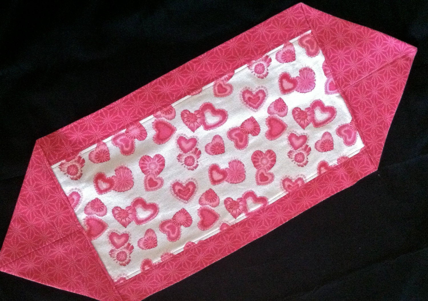 Table runner shades of pink and white cotton flannel