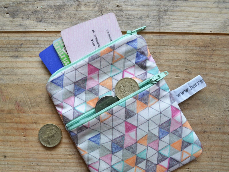 geometric pouch - multiple pocket purse - handmade