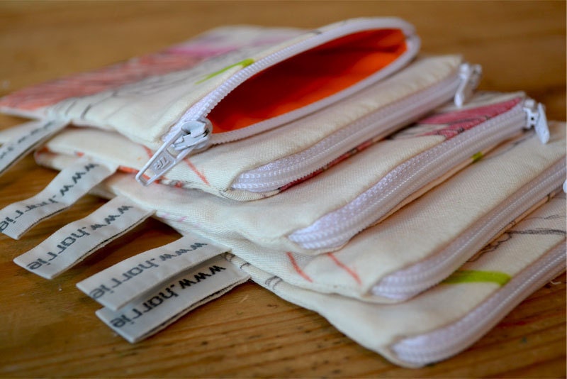 handmade 100% organic cotton purse pink flamingo love design  - SALE - DISCONTINUED