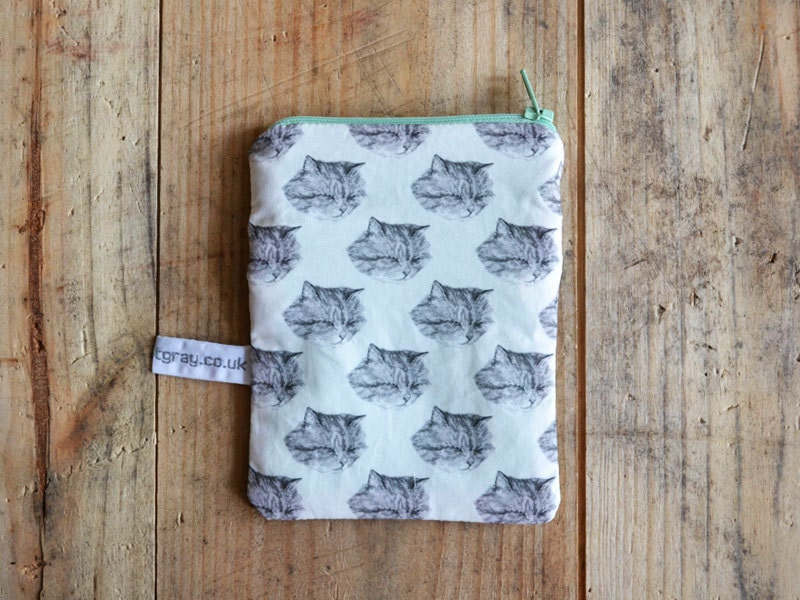 cat pouch - multiple pocket purse - handmade