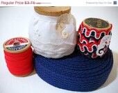 Christmas In July Patriotic Inspiration Red White and Blue Lace and Trim on Wooden Spools of Thread Over 8 Yards