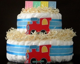 Choo Choo Train Diaper Cake 2 tiers