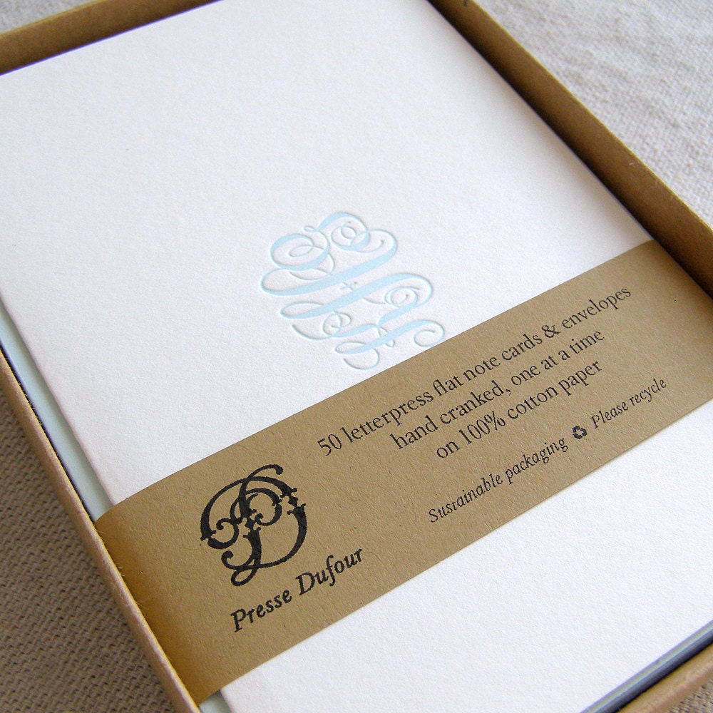 Letterpress Monogram Stationery (Set of 50)