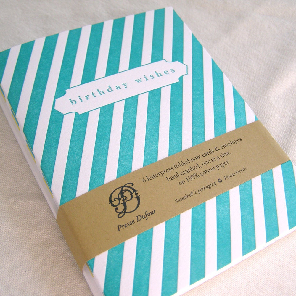 Letterpress Note Card Set - Birthday Stripes