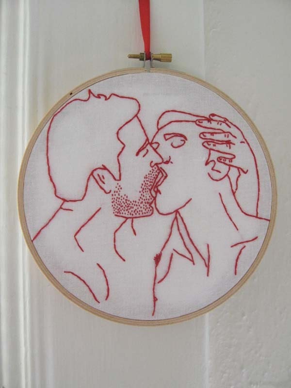 Hand Embroidered Naughty Boy-Boy Redwork - Not Your Grandmother's Embroidery - Free Shipping to any USA Location