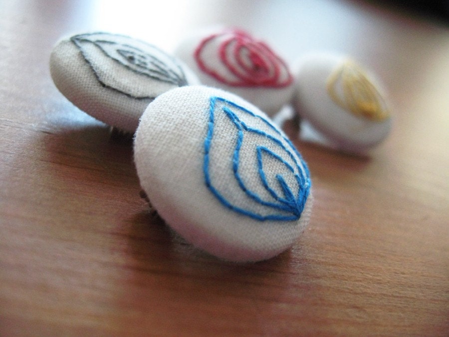 Hand embroidered Vagina Vulva Labia Pins in White for Feminists, Doulas, Midwives - Size Small - Mature
