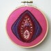 Hand Embroidered Vagina Art - Vagina Dentata in Purple and Pink - Mature - Free Shipping to any USA Location