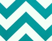 Home Dec Fabric Yardage - Large Chevron Stripe- Turquoise and White - 1 Yard