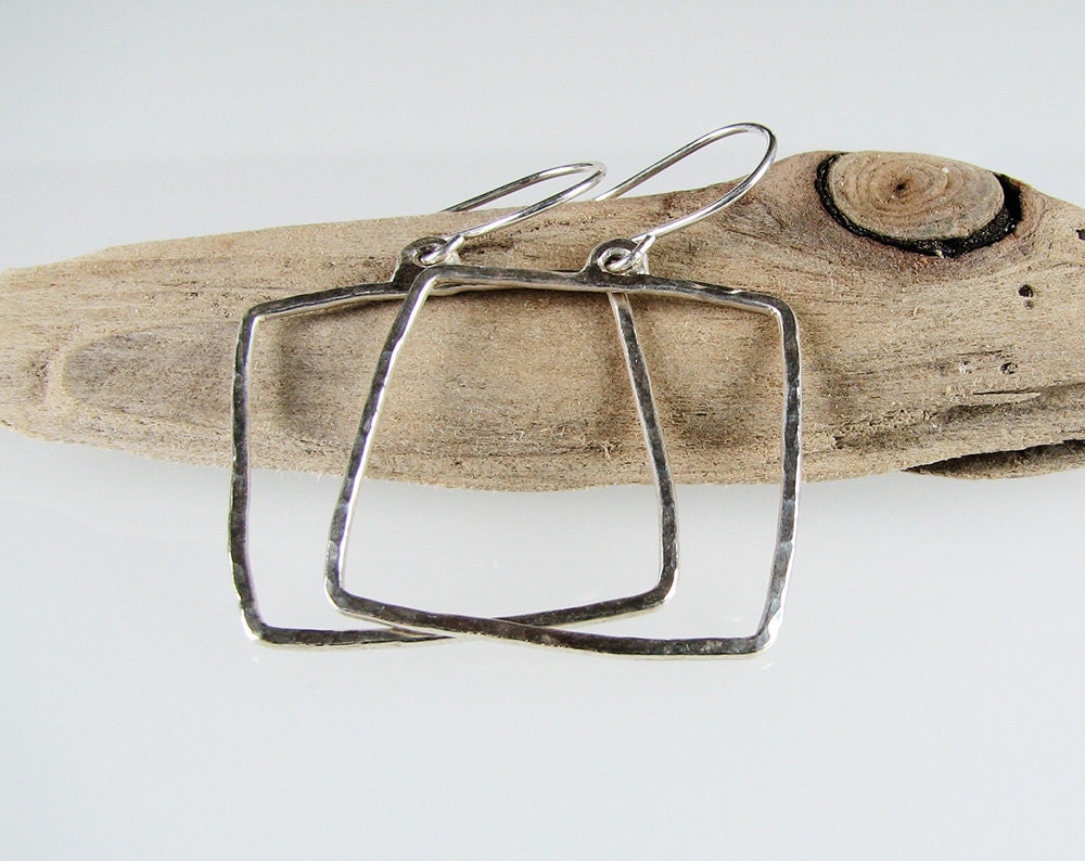 Silver square hoop earrings hip2bsquare simple modern