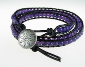 leather wrap bracelet Chan Luu inspired amethyst purple triple stack wrap